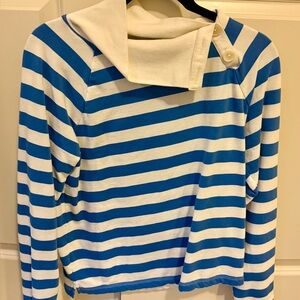 Blue and White Striped Long Sleeve Top